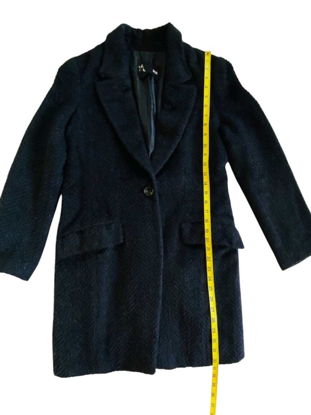 DIA Luxury Suri Alpaca Wool Shimmer Mid Length Coat Jacket Charcoal Black Small - Picture 10 of 13